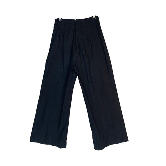 Reformation Women Wide Leg Pants 0 Blue Navy Inkwell linen Lace Up Crop Ankle 24 - Picture 4 of 10